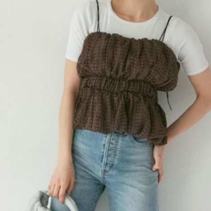 イエベ春/イエベ秋服 切替フリルキャミビスチェ