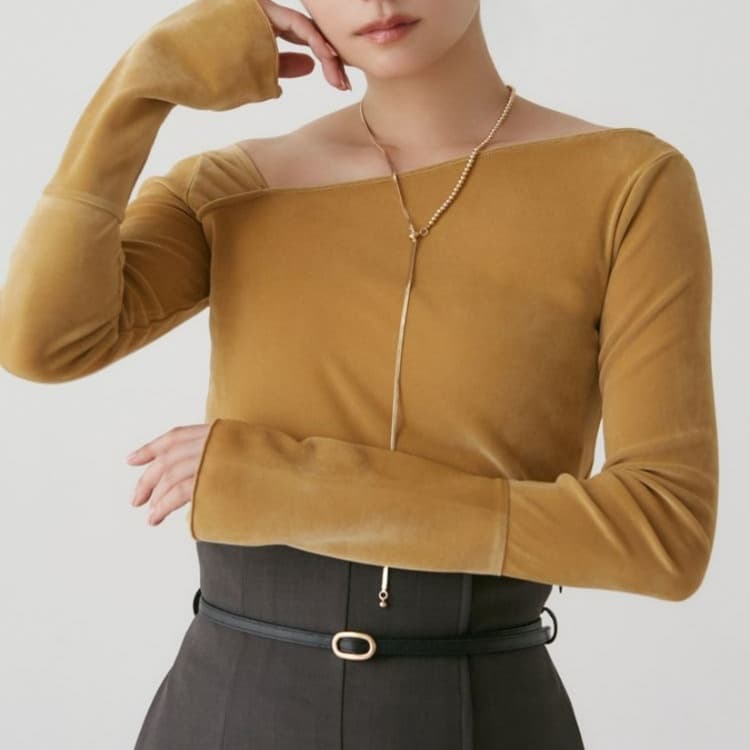 イエベ春/イエベ秋服 アシンメトリー薄手シアーブラウス