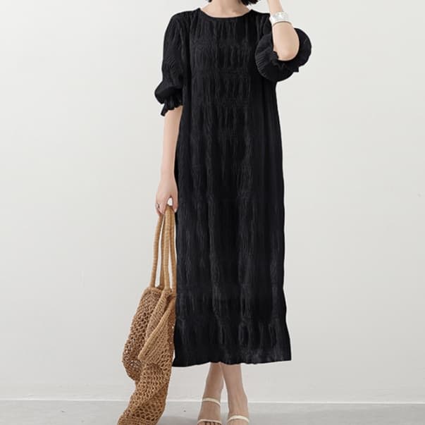 イエベ春/イエベ秋服 透かし編みニットワンピース