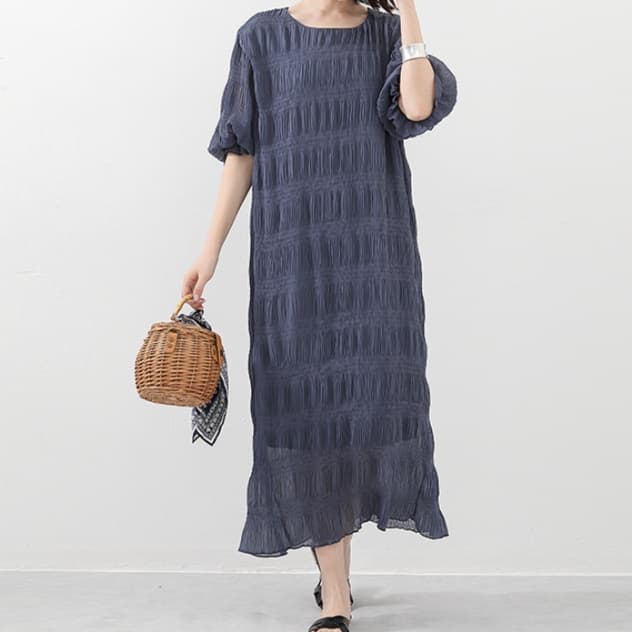 イエベ春/イエベ秋服 透かし編みニットワンピース