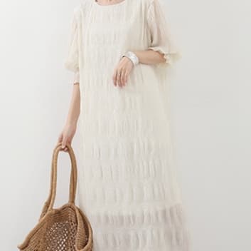 イエベ春/イエベ秋服 透かし編みニットワンピース