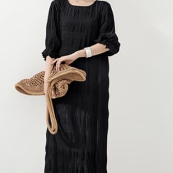 イエベ春/イエベ秋服 透かし編みニットワンピース