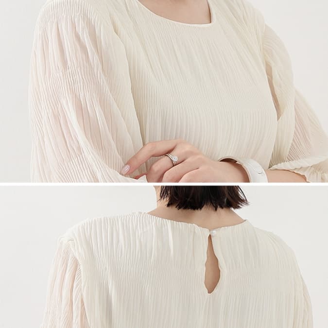 イエベ春/イエベ秋服 透かし編みニットワンピース