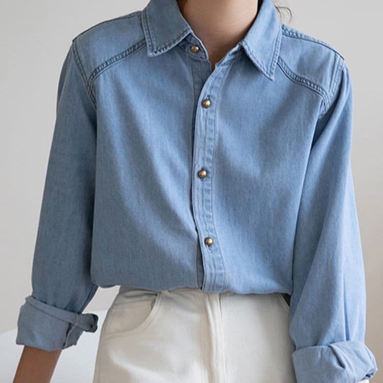 イエベ春/イエベ秋服 上質デニム クラシックシャツ