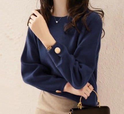 イエベ秋服 クルーネック プルオーバーニット
