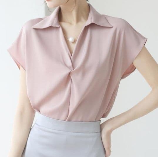 イエベ春/イエベ秋服 レディース半袖シャツ通勤ブラウス