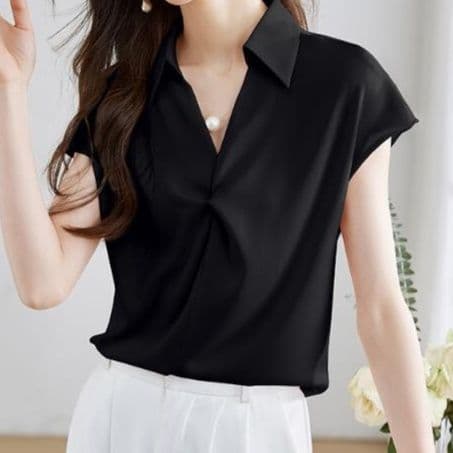 イエベ春/イエベ秋服 レディース半袖シャツ通勤ブラウス