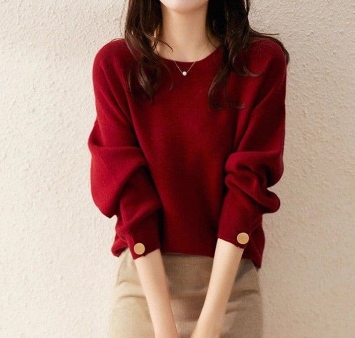 イエベ秋服 クルーネック プルオーバーニット