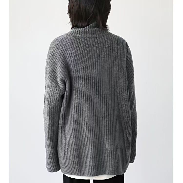 イエベ春/イエベ秋服 リブ編みタートルネック長袖ニットセーター
