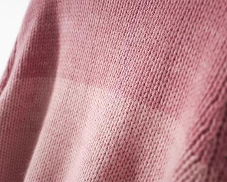 イエベ春/イエベ秋服 上品なボーダー柄丸首長袖ニットプルオーバー