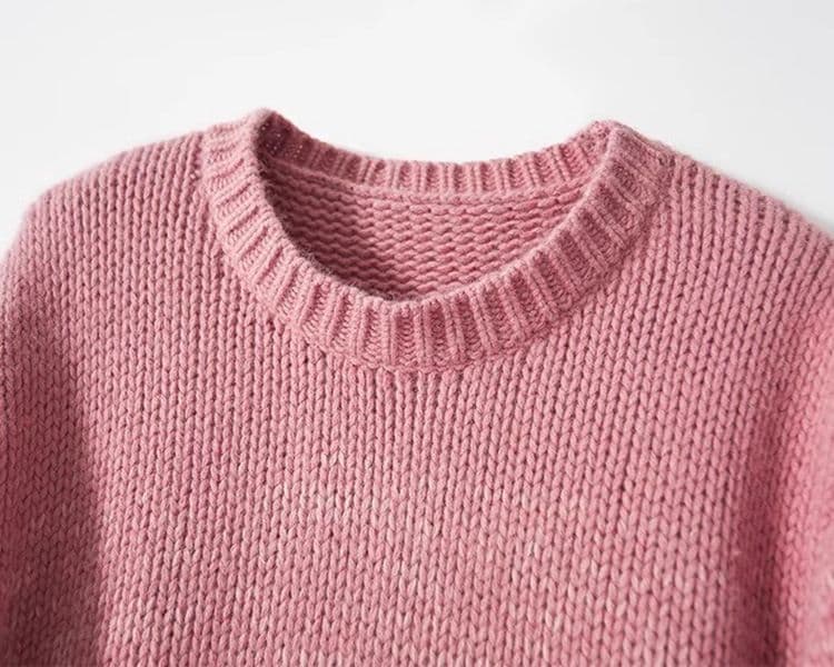 イエベ春/イエベ秋服 上品なボーダー柄丸首長袖ニットプルオーバー