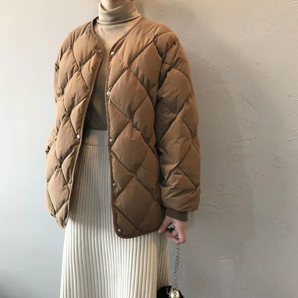 イエベ春/イエベ秋服 洗練された上品キルティング中綿ジャケット