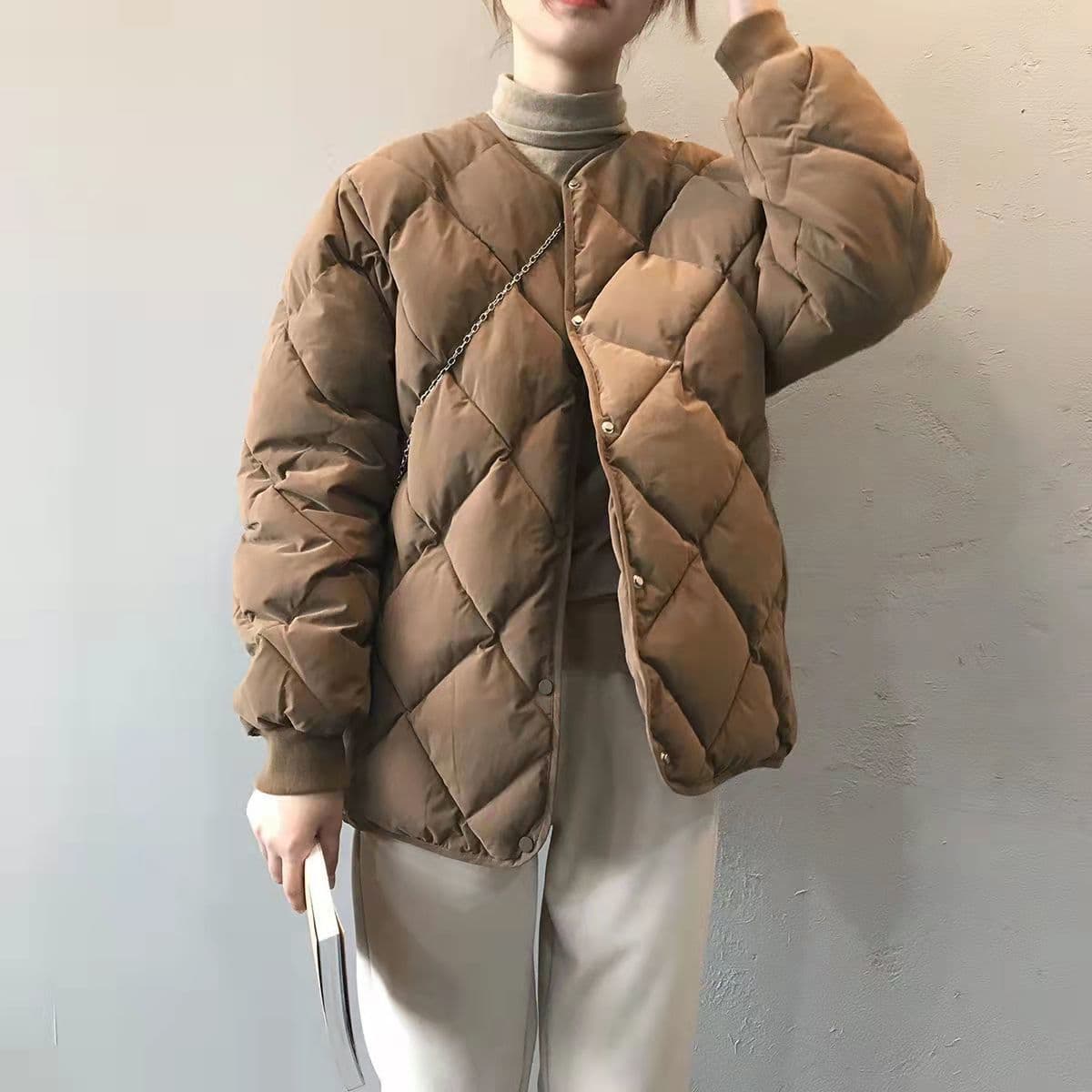 イエベ春/イエベ秋服 洗練された上品キルティング中綿ジャケット