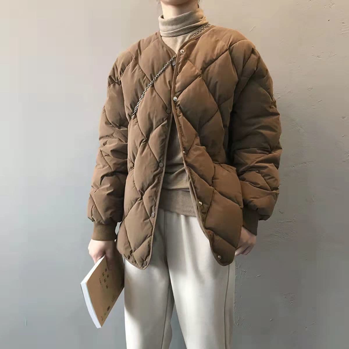 イエベ春/イエベ秋服 洗練された上品キルティング中綿ジャケット