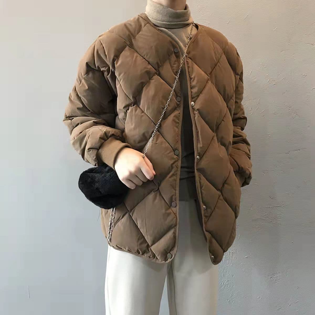 イエベ春/イエベ秋服 洗練された上品キルティング中綿ジャケット