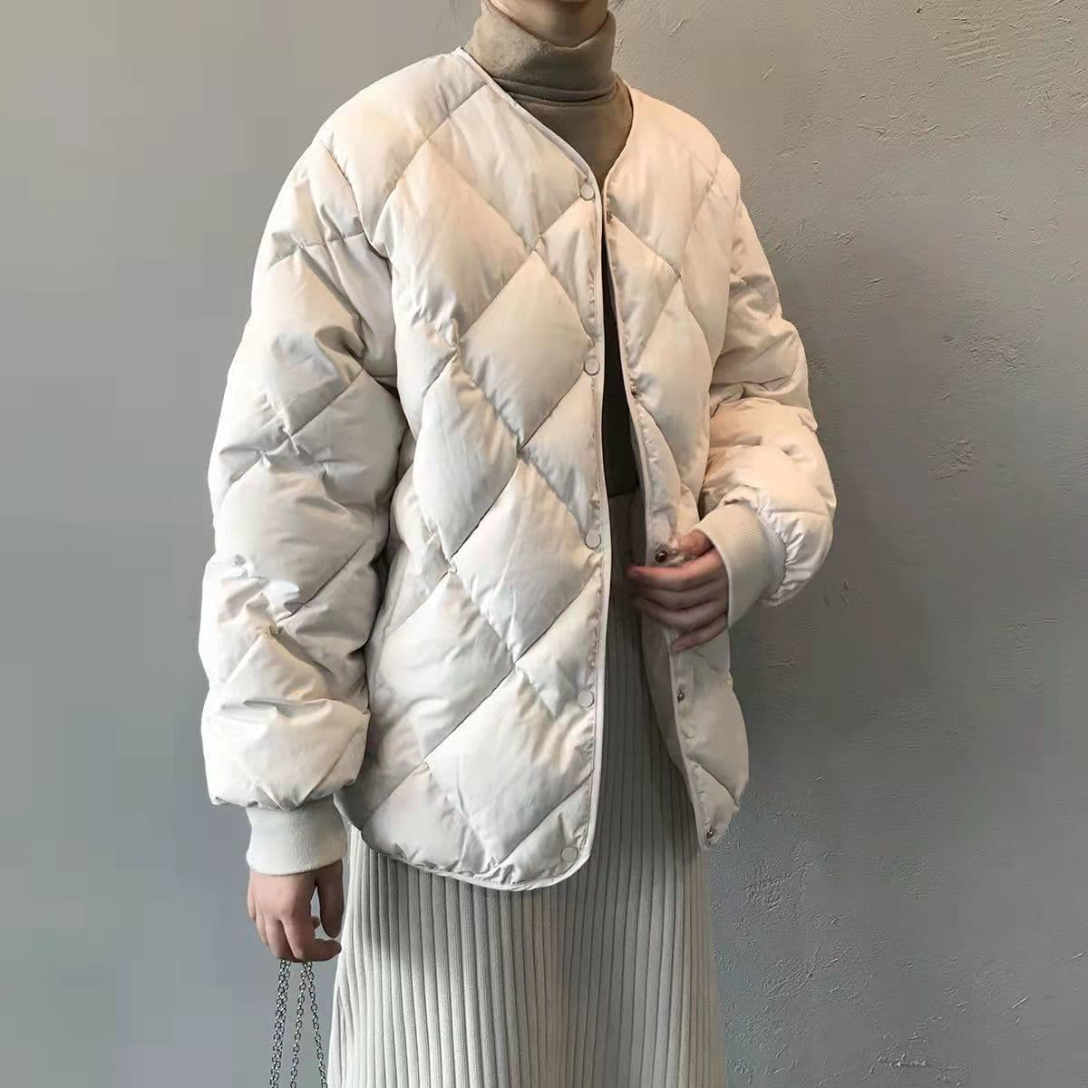 イエベ春/イエベ秋服 洗練された上品キルティング中綿ジャケット