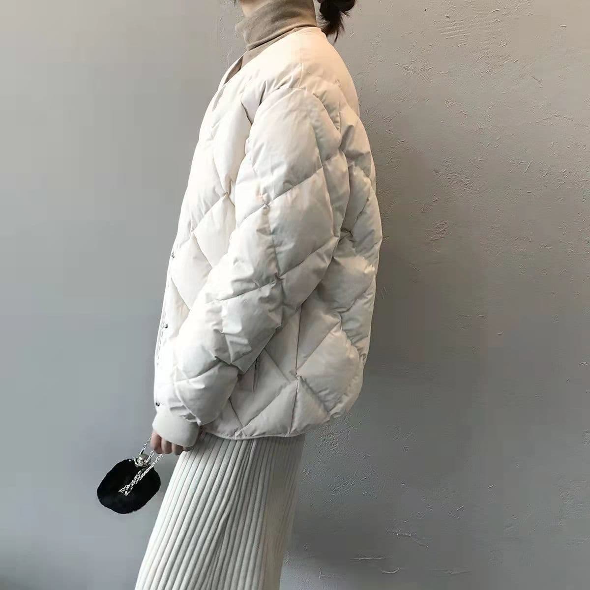 イエベ春/イエベ秋服 洗練された上品キルティング中綿ジャケット