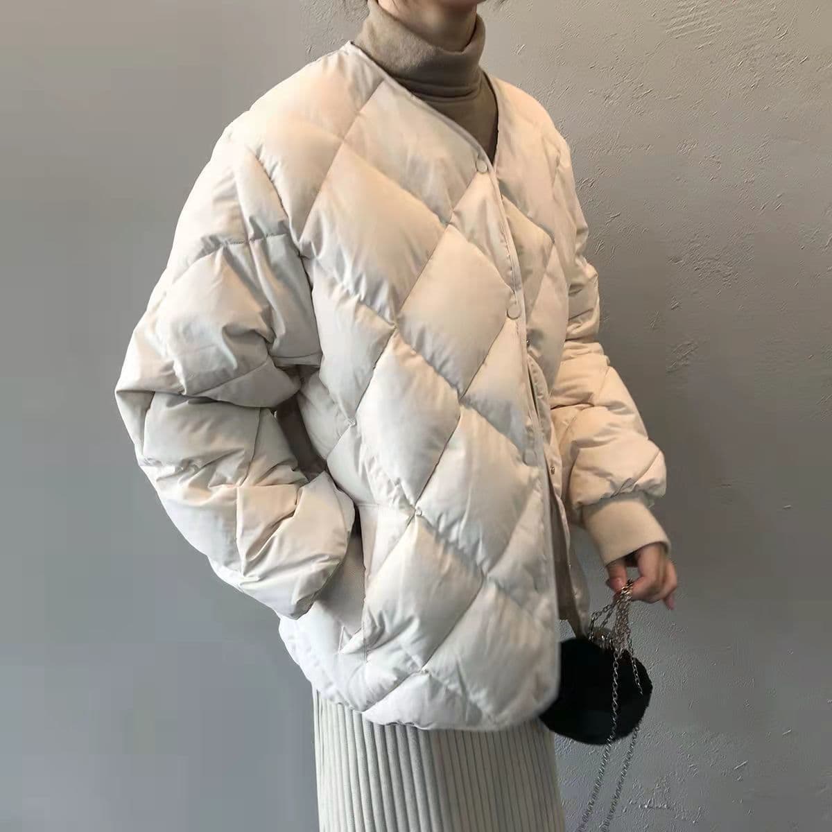 イエベ春/イエベ秋服 洗練された上品キルティング中綿ジャケット