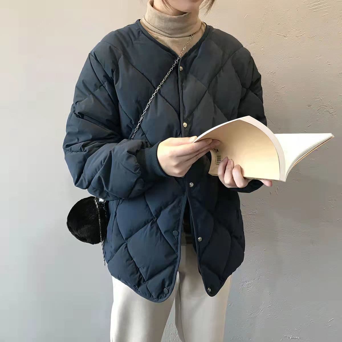 イエベ春/イエベ秋服 洗練された上品キルティング中綿ジャケット