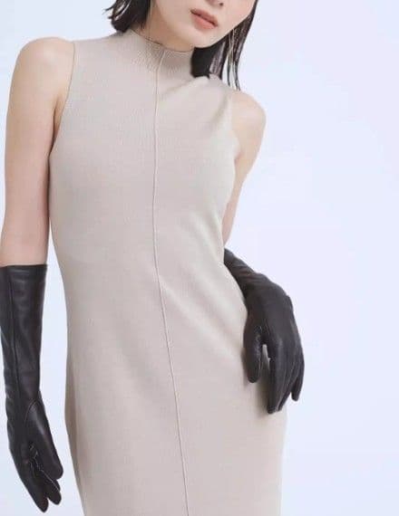 イエベ春/イエベ秋服 ファー風ニットカーディガン+ベストワンピースセット