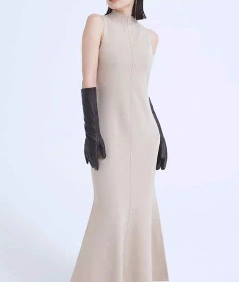 イエベ春/イエベ秋服 ファー風ニットカーディガン+ベストワンピースセット