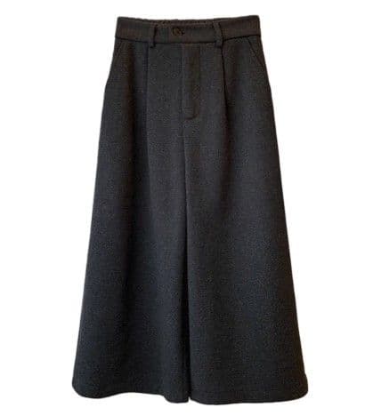 イエベ秋服 上品なウール風ワイドクロップド丈パンツ