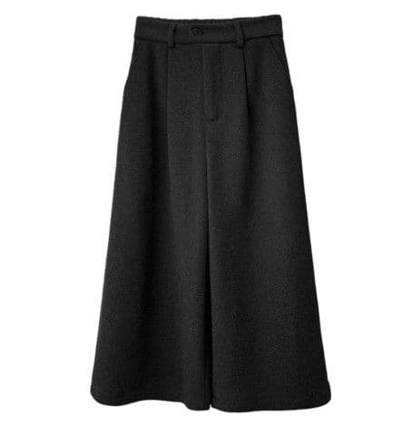イエベ秋服 上品なウール風ワイドクロップド丈パンツ