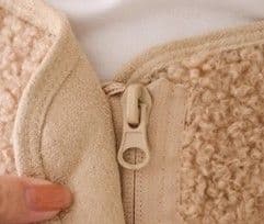 イエベ春/イエベ秋服 もこもこボア素材ノーカラージップジャケット