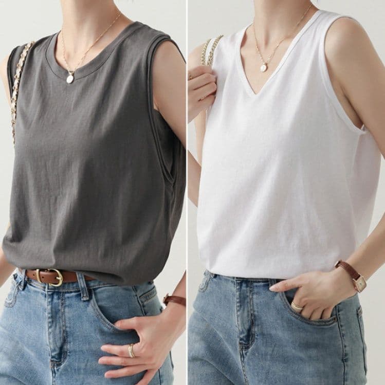 イエベ秋服 ミニマルノースリーブゆったりシルエットトップス