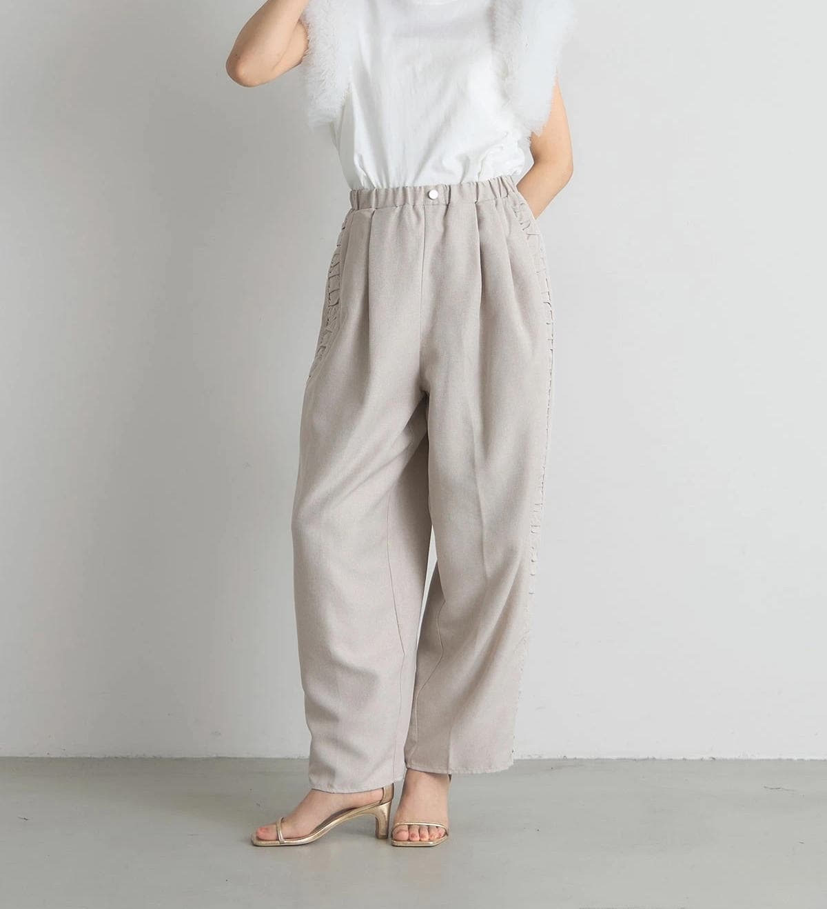 イエベ春服 切り替え フライスリーブ 半袖Tシャツ