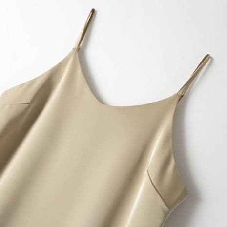 イエベ春/イエベ秋服 上品サテン調キャミソール型ワンピース