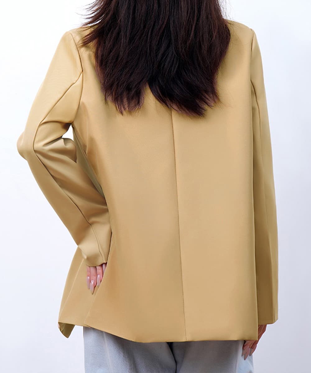 イエベ春/イエベ秋服 体型カバー二重ボタンテーラードジャケット中丈アウター