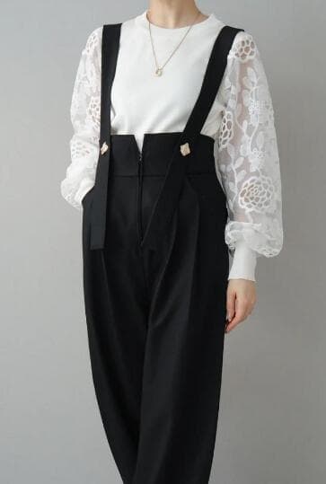 イエベ春服 レディース透かし編みレースブラウス長袖
