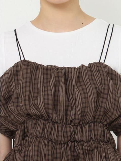 イエベ春/イエベ秋服 切替フリルキャミビスチェ