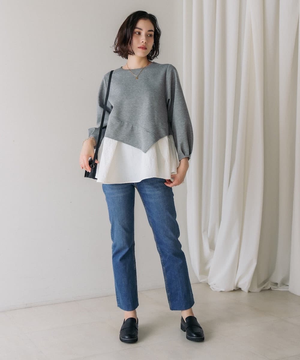 イエベ春/イエベ秋服 切り替えデザイン袖ふんわりTシャツ