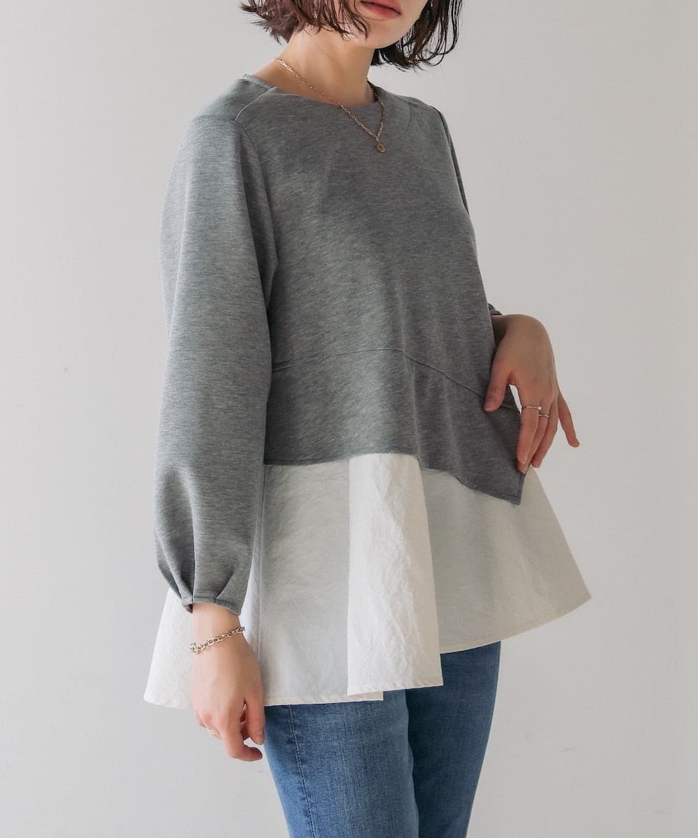 イエベ春/イエベ秋服 切り替えデザイン袖ふんわりTシャツ