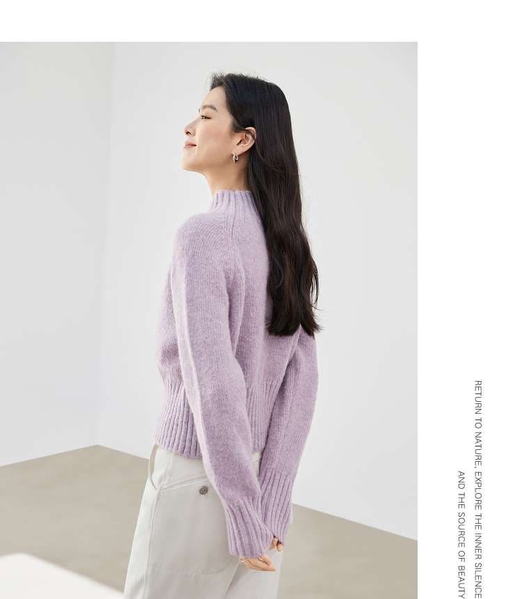 イエベ春服 リブ編み切替あったかニットセーター