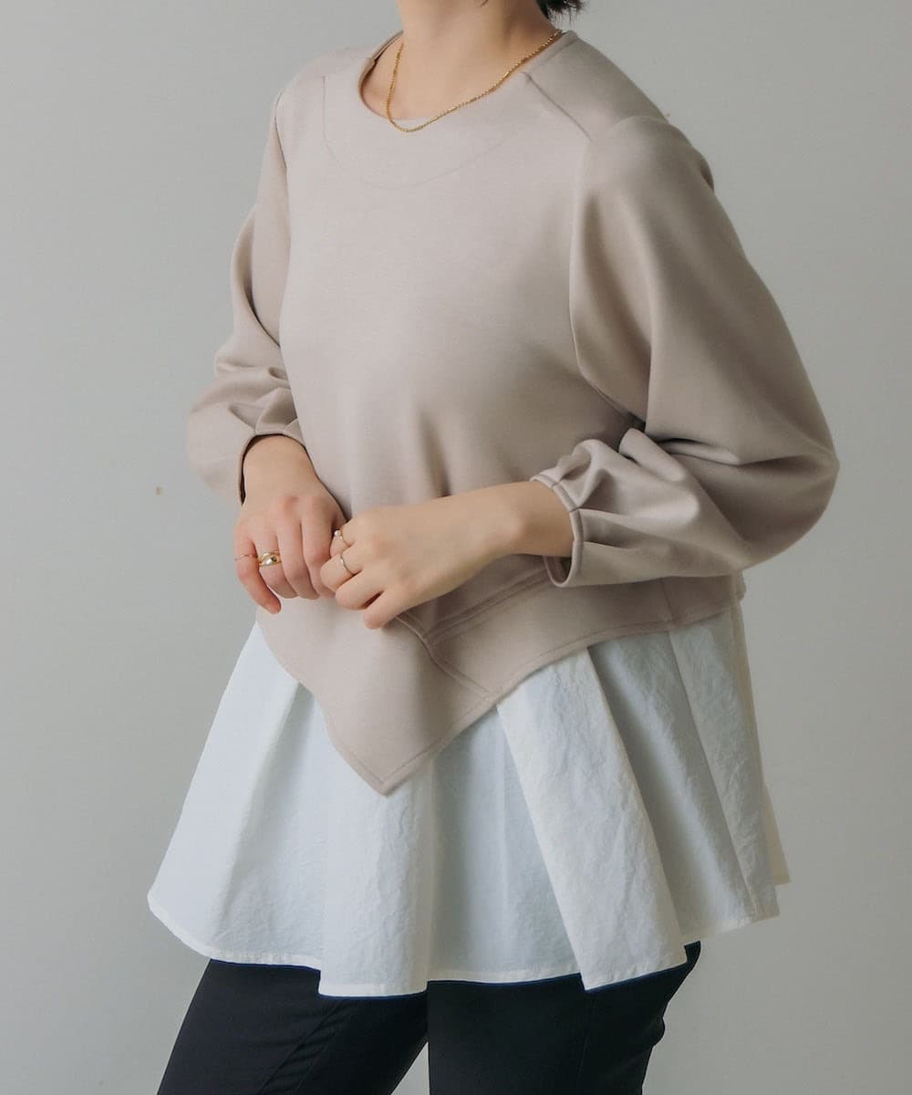 イエベ春/イエベ秋服 切り替えデザイン袖ふんわりTシャツ