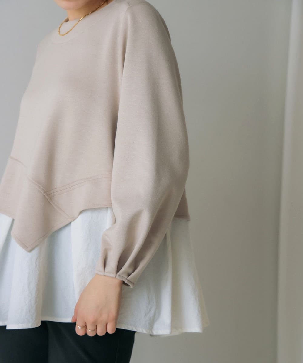イエベ春/イエベ秋服 切り替えデザイン袖ふんわりTシャツ