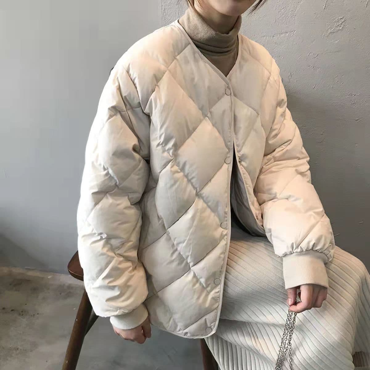 イエベ春/イエベ秋服 洗練された上品キルティング中綿ジャケット