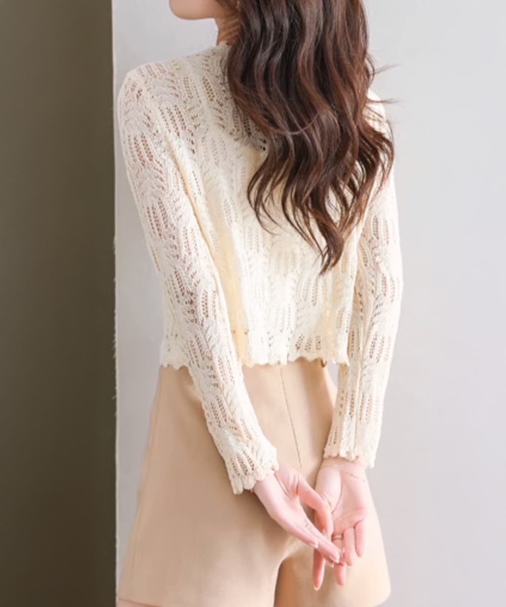 イエベ春/イエベ秋服 透かし編みニット羽織り