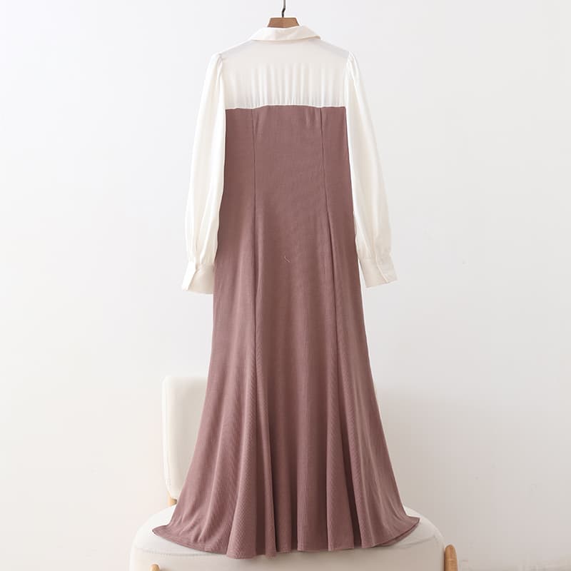 イエベ春/イエベ秋服 バイカラーシャツワンピース