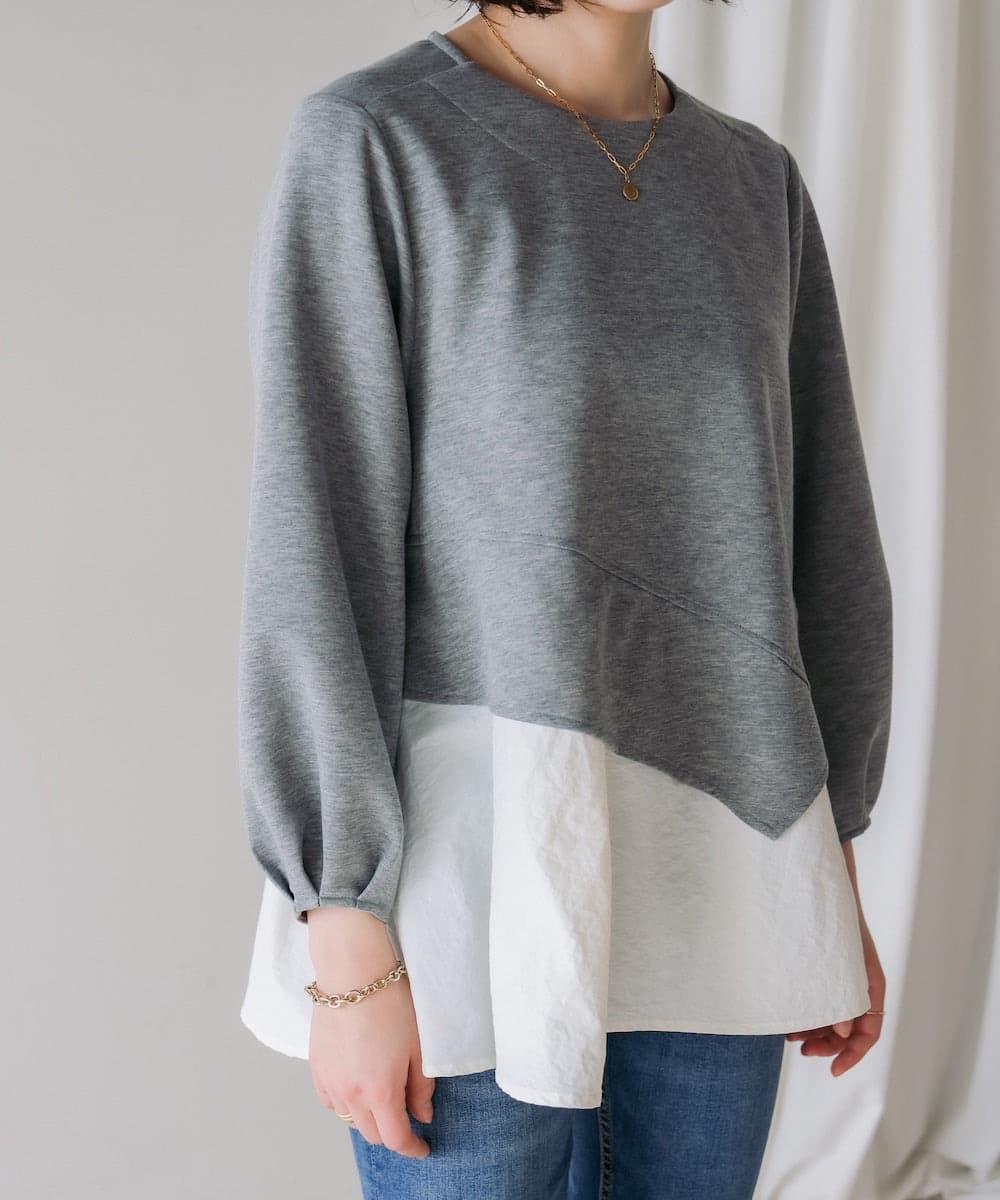 イエベ春/イエベ秋服 切り替えデザイン袖ふんわりTシャツ