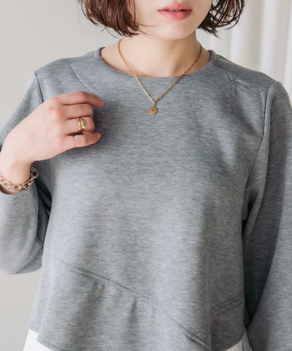 イエベ春/イエベ秋服 切り替えデザイン袖ふんわりTシャツ