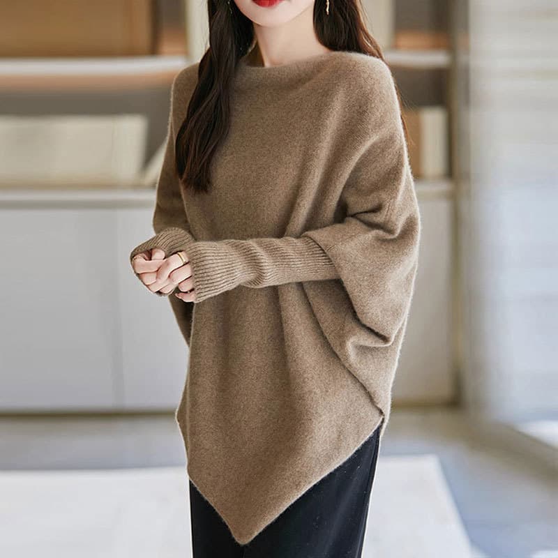 イエベ春/イエベ秋服 袖口リブ切り替えゆったりオーバーサイズニット