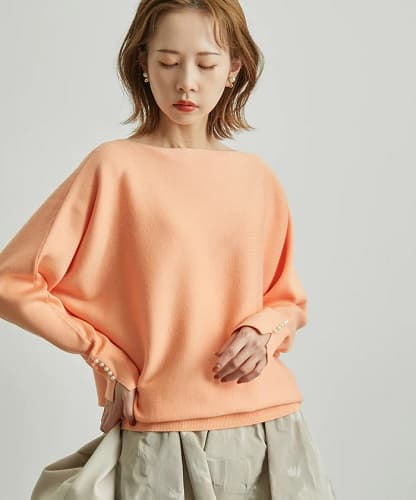 イエベ春/イエベ秋服 パール袖ニットプルオーバー