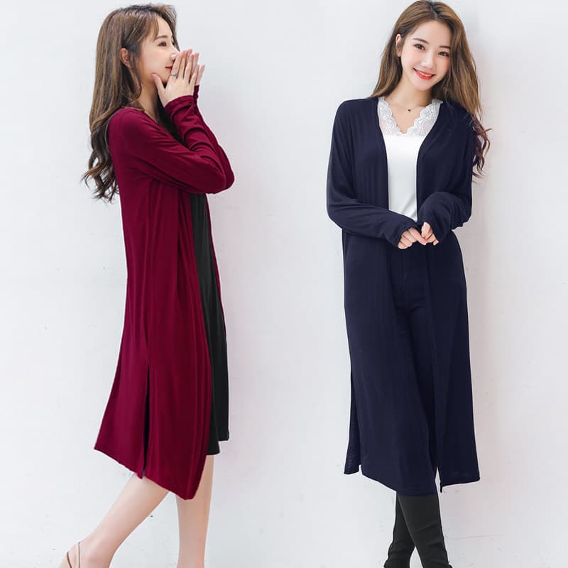 イエベ春/イエベ秋服 上品なロング丈ニットカーディガン