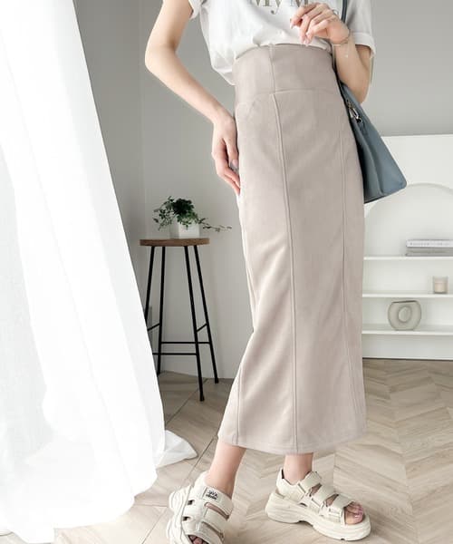 イエベ春/イエベ秋服 ハイウエスト マキシ丈スコート