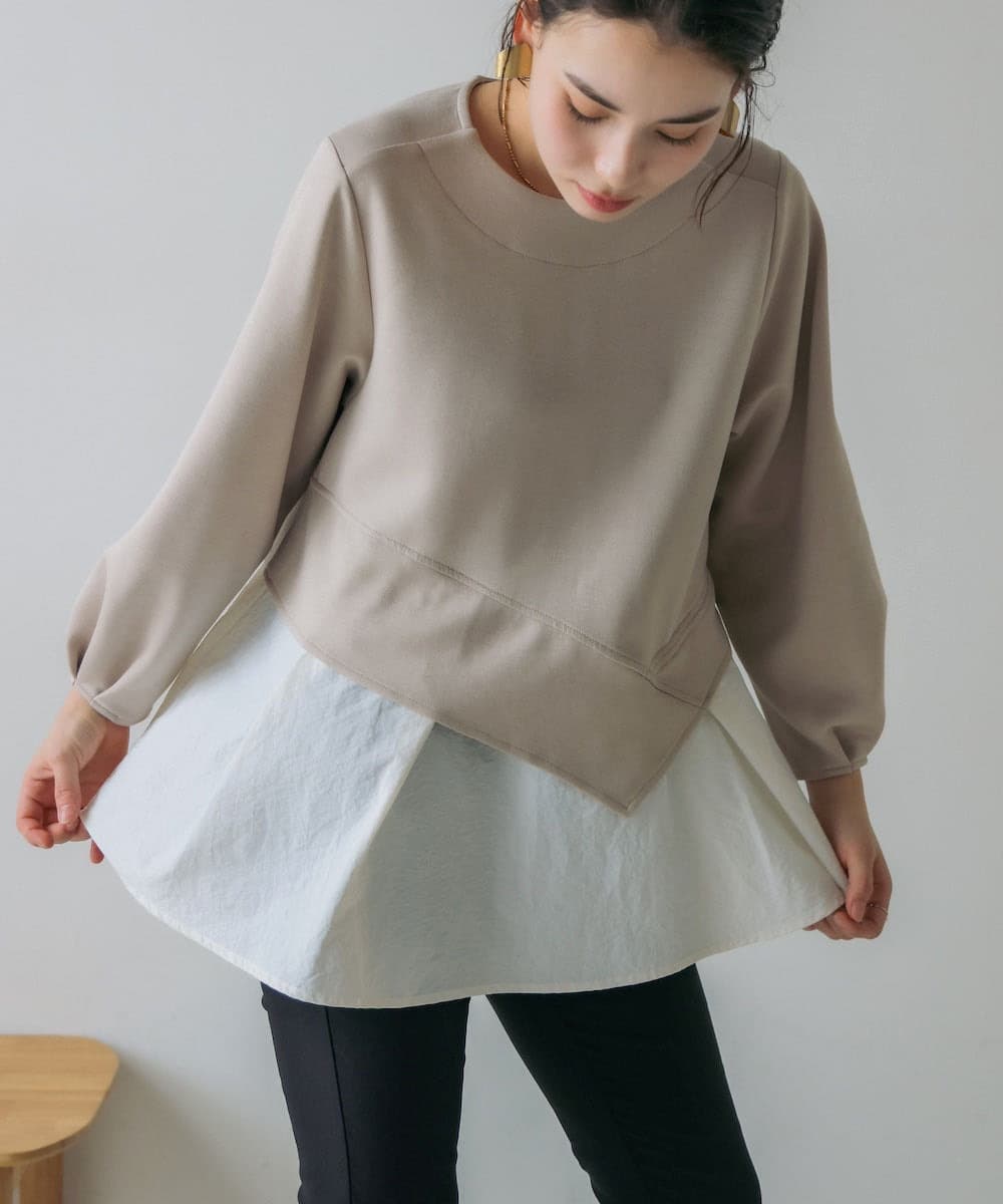 イエベ春/イエベ秋服 切り替えデザイン袖ふんわりTシャツ