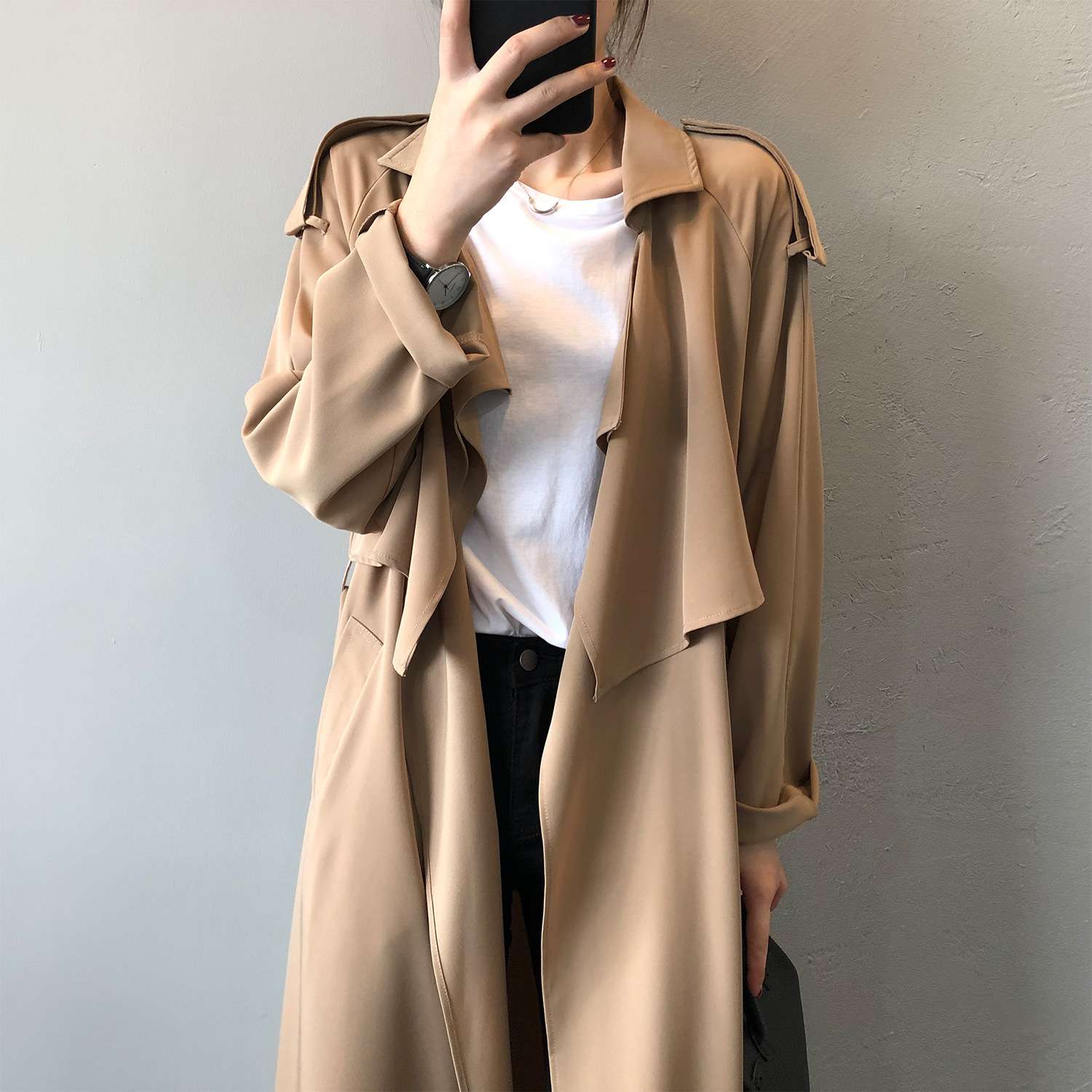イエベ春/イエベ秋服 クラシカル ドレープロングコート